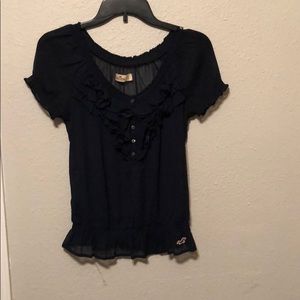Navy blue Hollister ruffled top